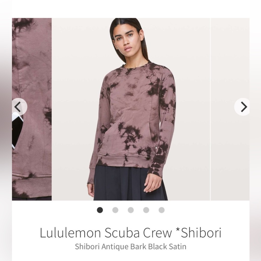 Lululemon Scuba Crew Shibori Antique Bark Black purple plum tie dye-Size:4